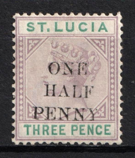 1891-92 0.5d on 3d St. Lucia, British Colonies (SG 56, Certificate, CV $120, MNH)