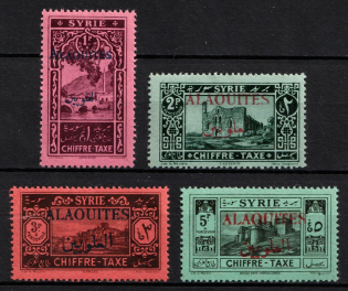 1925 Alawites, French Mandate, Postage Due Stamps (Sc. J7 - J10, CV $30)