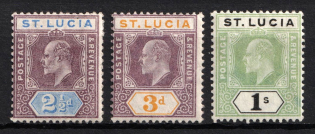 1902-03 St. Lucia, British Colonies (SG 60 - 62, CV $100)