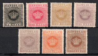 1870-77 Angola, Portuguese Сolonies (Scott 1, 3, 3b, 7-9, 12, CV $40)