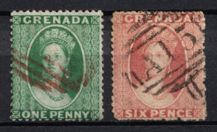 1863-71 Grenada, British Colonies (SG 5, 7, Used, CV $60)