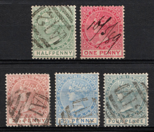 1882-90 St. Christopher, British Colonies (SG 11, 13 - 14, 16, 18, Used, CV $100)