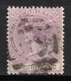 1886 1s St. Christopher, British Colonies (SG 20, Used, CV $90)