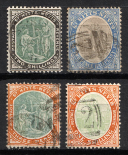 1903 St. Kitts-Nevis, British Colonies (SG 3 - 5, 7, Used, CV $100)