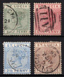 1883-86 St. Lucia, British Colonies (SG 31 - 34, Used, CV $500)