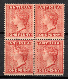 1884-87 1d Antigua, British Colonies, Block of Four (SG 25, CV $30)