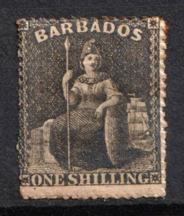1861-70 1s Barbados, British Colonies (SG 35, CV $90)