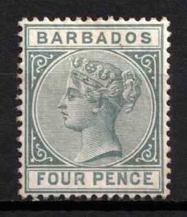 1882 4d Barbados, British Colonies (SG 97, CV $490)