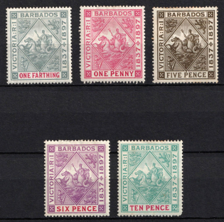1897-98 Barbados, British Colonies (SG 116 - 118, 120 - 121, 123, CV $270)