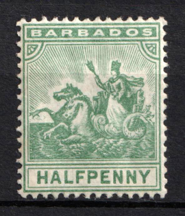 1905 0.5d Barbados, British Colonies (SG 136, CV $40)