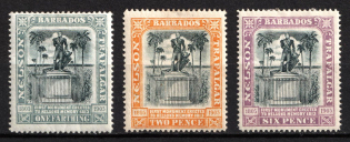 1906 Barbados, British Colonies (SG 145, 148, 150, CV $60)