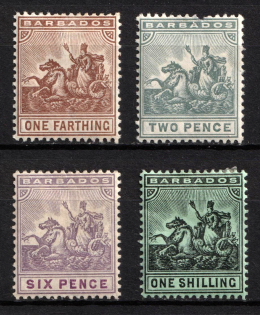 1909-10 Barbados, British Colonies (SG 163, 166 - 169, CV $100)