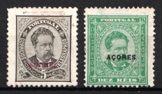 1882-85 Azores, Portuguese Сolonies (Scott 46, 58a, CV $45)