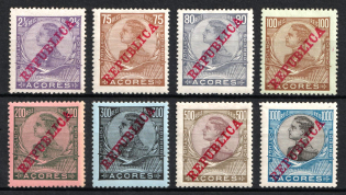 1910 Azores, Portuguese Сolonies (Scott 126, 133-139, CV $30)