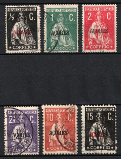 1912-21 Azores, Portuguese Сolonies (Scott 156 - 157, 159 - 160, 164 - 165, Used, CV $20)