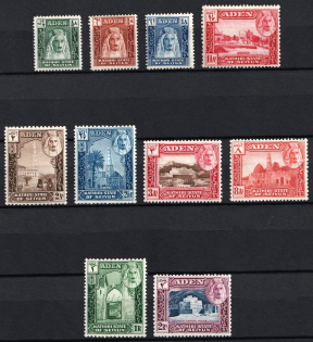 1942 Aden, British Protectorate (SG 1 - 10, CV $40)