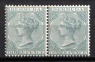 1886 3d Bermuda, British Colonies, Pair (SG 28, CV $70, MNH-MVLH)