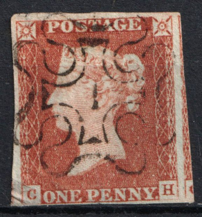1841 1d Great Britain (SG 8, Maltese Cross Cancellation, CV $45)