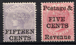 1885 Ceylon, British Colonies (SG 178, 186, Signed, CV $60)