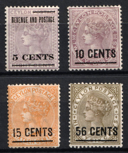 1885 Ceylon, British Colonies (SG 187 - 189, 192, Signed, CV $215)