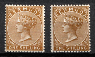 1893 1s Bermuda, British Colonies (SG 29, 29 b, CV $50)