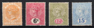 1899 - 1900 Ceylon, British Colonies (SG 258 - 261, CV $30)