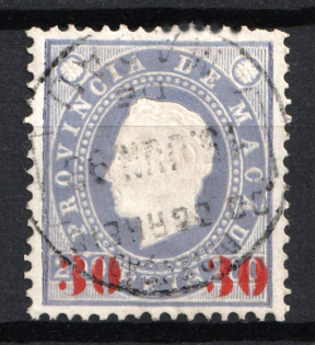 1892 30r on 200r Macao, Portuguese Сolonies (Scott 45 b, Used, CV $30)