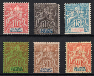 1892 - 1907 Anjouan, French Colonies (Sc. 5 - 7, 9, 12, 14, CV $155)