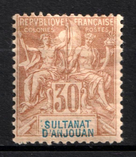 1892-1907 30c Anjouan, French Colonies (Sc. 12, CV $35)