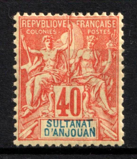 1892-1907 40c Anjouan, French Colonies (Sc. 14, CV $40)