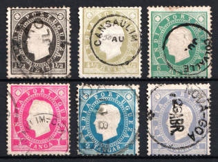 1886 Portuguese India, Portuguese Сolonies (Scott 174 - 176, 177a, 178, 179a, Used, CV $40)