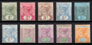 1891-1901 British Honduras, British Colonies (SG 51 - 60, CV $130)