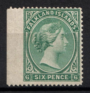 1878 6d Falkland Islands, British Colonies (SG 3, Margin, CV $170)