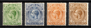 1912-20 Falkland Islands, British Colonies (SG 60a, 63b, 64 - 65, CV $170)