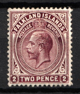1914 2d Falkland Islands, British Colonies (SG 62a, Peroration 14, CV $600)