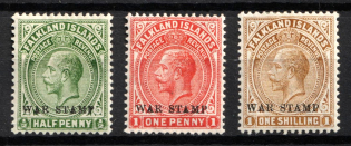 1918-20 Falkland Islands, British Colonies (SG 70 - 72, Full Set, CV $80)