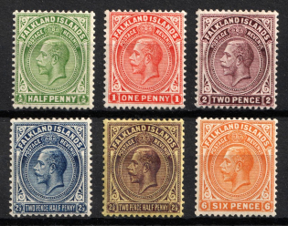 1921-28 Falkland Islands, British Colonies (SG 73 - 75, 76 - 78, CV $150)