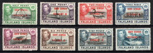 1944-45 South Georgia, Falkland Islands, British Colonies (SG B1 - B8, Full Set, CV $30)