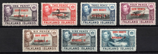 1944-45 South Orkneys, Falkland Islands, British Colonies (SG C2 - C8, CV $30)