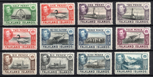 1938 Falkland Islands, British Colonies (SG 146, 147a, 148 - 150, 152 - 158, CV $210)