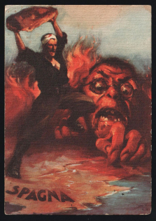 1939-1945 'It is Not Only the Iron Belts that Break the Legionnaire it Is Rome that Defeats Moscow, it is David that Knocks Down Brute Force' Italy WWII Fascist Propaganda Postcard