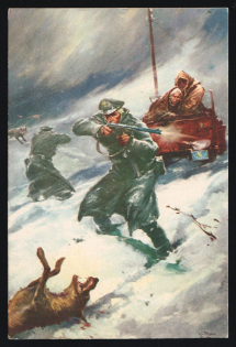 1939-1945 'Gold Medal to the V. C. - During the Calamitous, Persistent Snowstorms' Italy WWII Fascist Propaganda Postcard