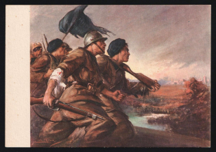 1939-1945 'Already Veterans of Africa, on Their Faces They All Showed the Precocious Wrinkles as Beautiful as Wounds' Italy WWII Fascist Propaganda Postcard