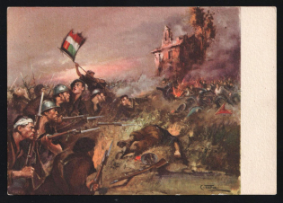 1939-1945 'And They Did Not Think of Dying One Day of the Hatred Itself Squalid Sowing of Evil' Italy WWII Fascist Propaganda Postcard