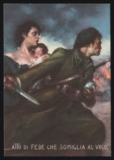 1939-1945 'Act of Faith that Resembles Flight' Italy WWII Fascist Propaganda Postcard