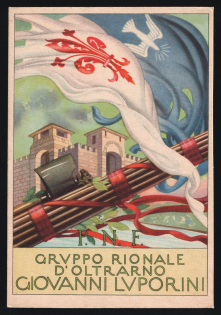 1939-1945 'Oltrarno District Group Giovanni Lvporini' Italy WWII Fascist Propaganda Postcard