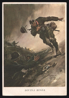 1939-1945 'Divine Lie' Italy WWII Fascist Propaganda Postcard