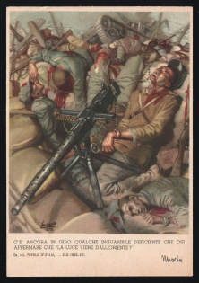 1939-1945 'There are Still Some Incurable Idiots Who Dare to Claim that the Light Comes from the East' Italy WWII Fascist Propaganda Postcard