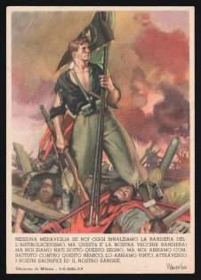 1939-1945 'No Wonder if Today We Raise the Flag of Anti-Bolshevism' Italy WWII Fascist Propaganda Postcard