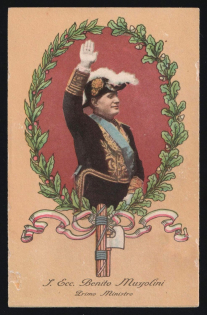 1939-1945 'Benito Mussolini Prime Minister' Italy WWII Fascist Propaganda Postcard